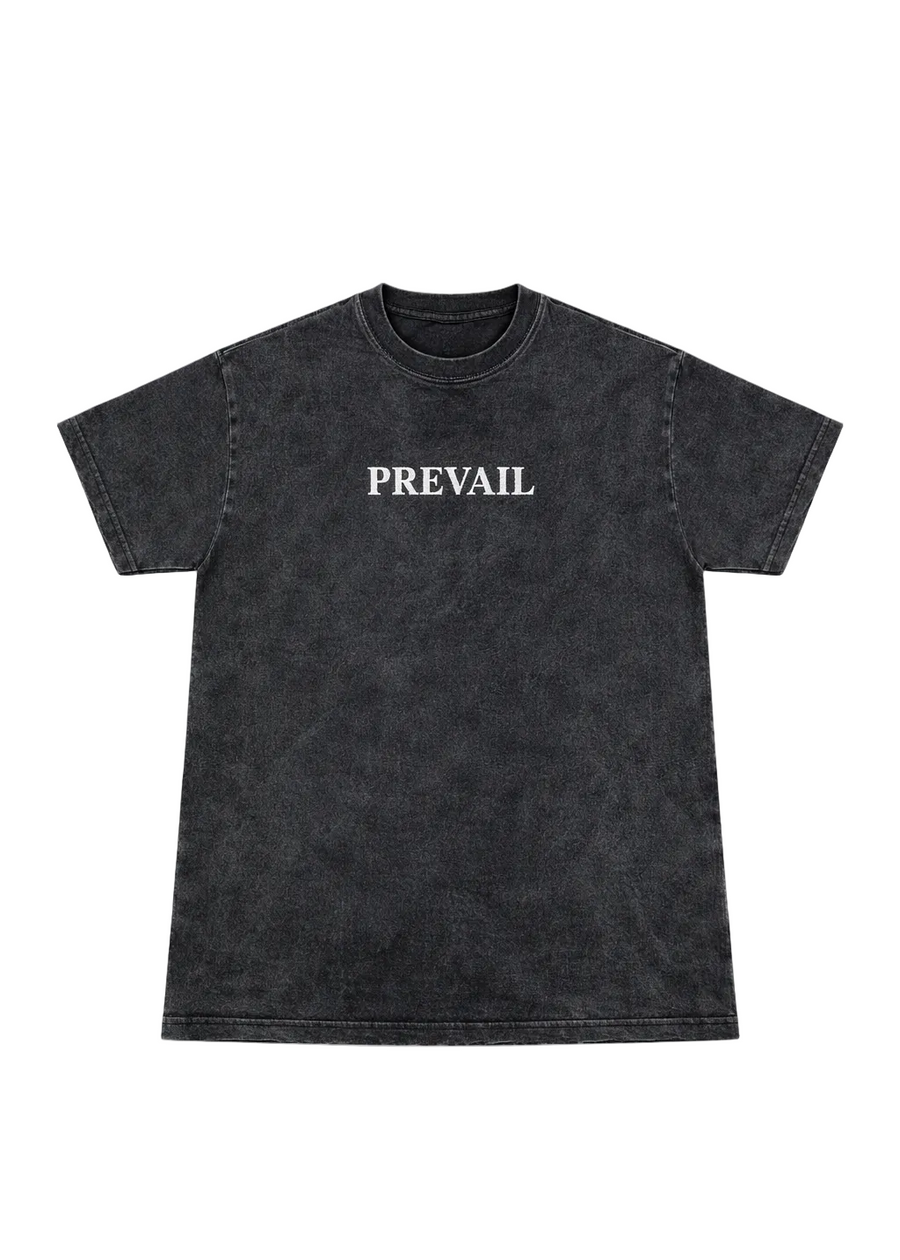 PREVAIL Contrarian Tee - black acid-wash, front