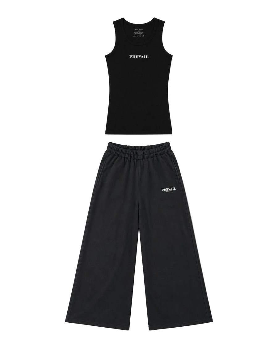 PREVAIL Tank Set - Black tank with Black wide-leg sweat pants