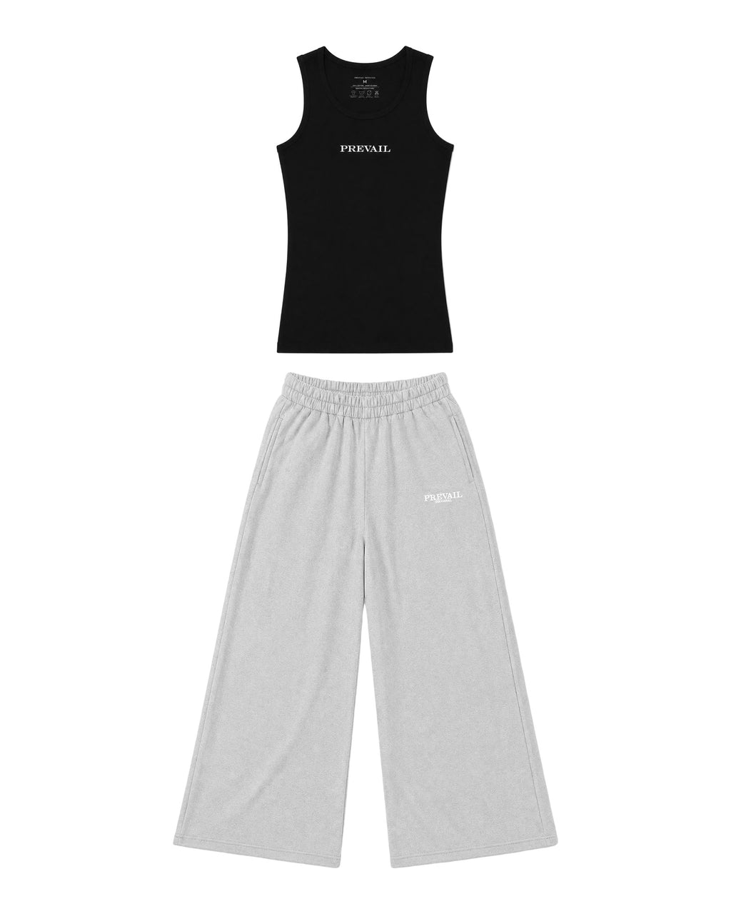 PREVAIL Tank Set - Black tank with Gray wide-leg sweat pants