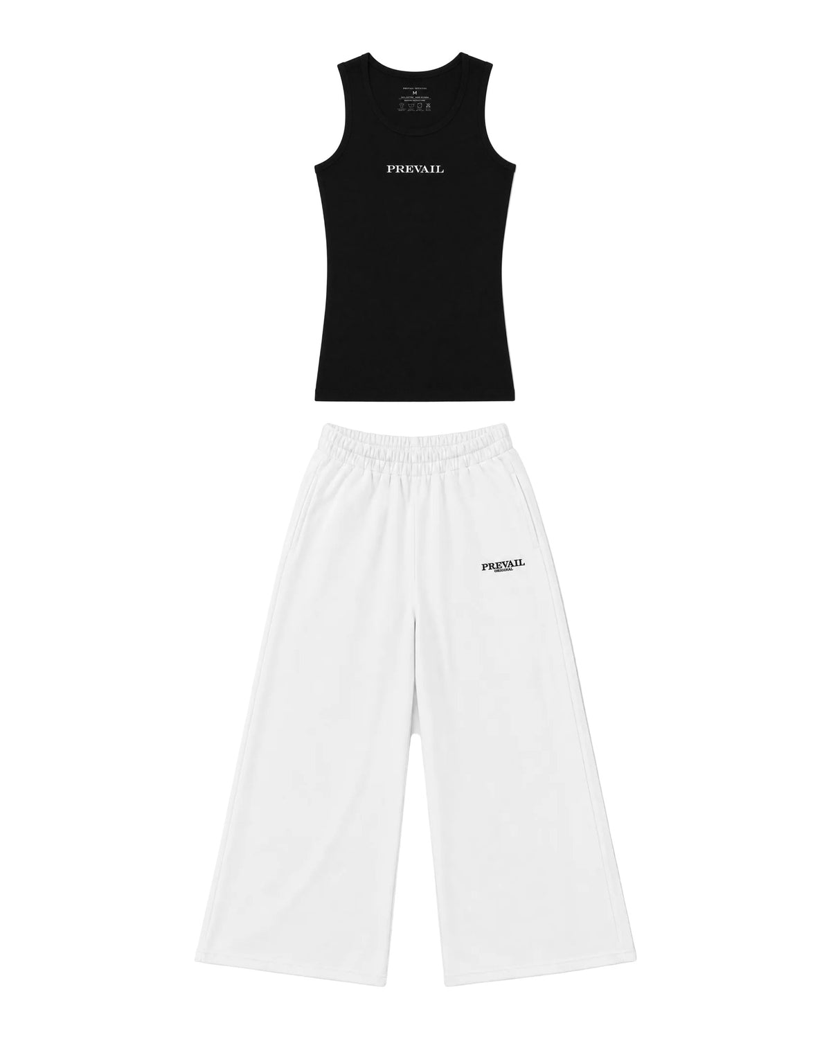PREVAIL Tank Set - Black tank with White wide-leg sweat pants