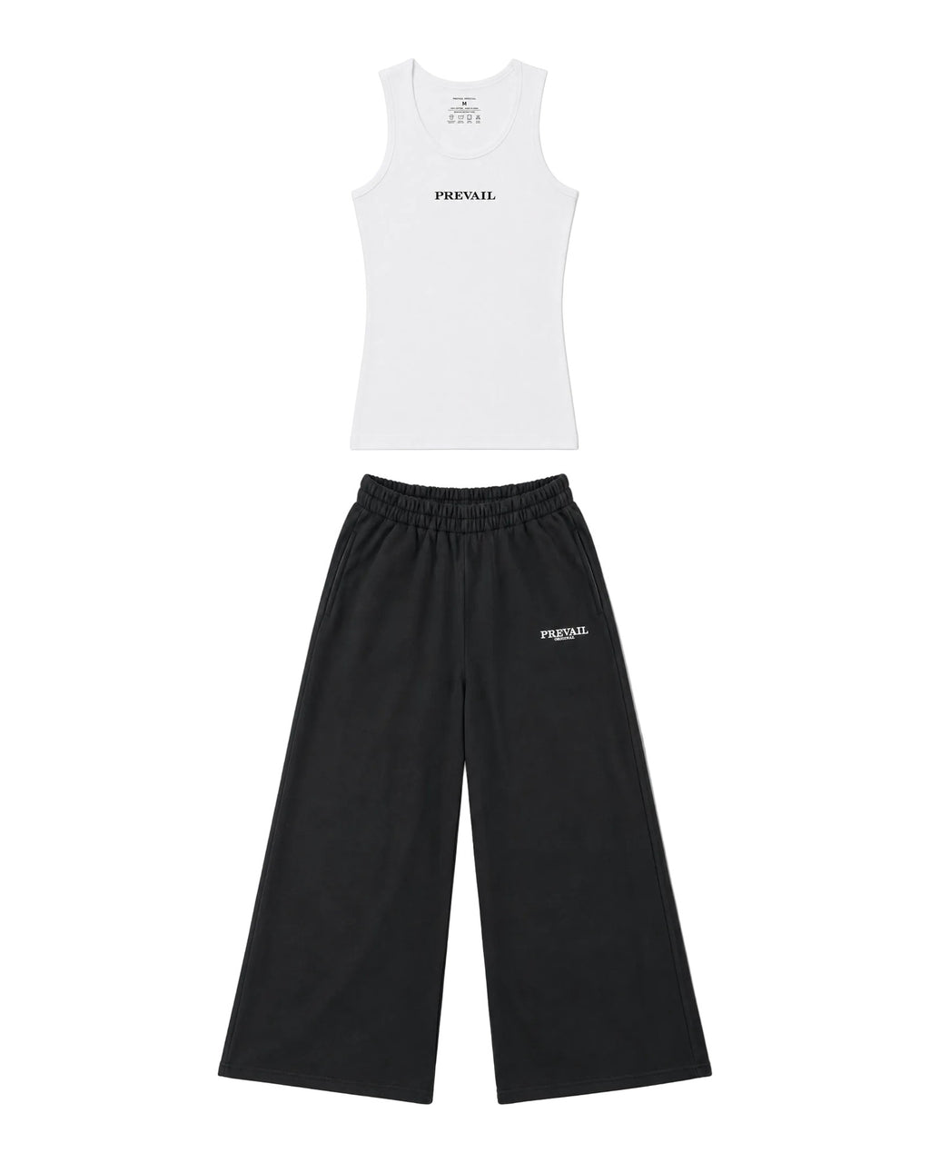 PREVAIL Tank Set - White tank with Black wide-leg sweat pants