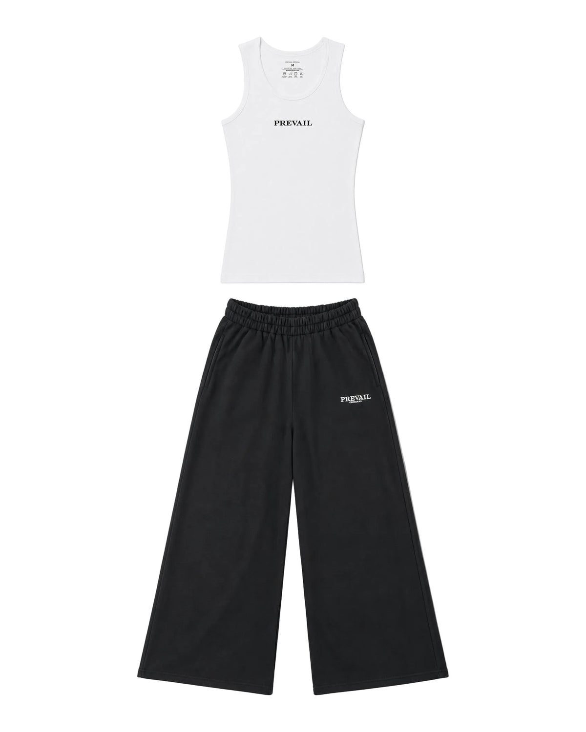 PREVAIL Tank Set - White tank with Black wide-leg sweat pants