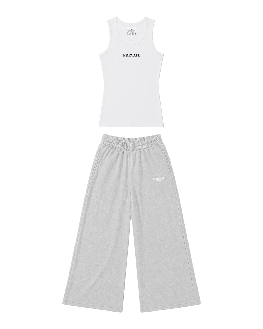PREVAIL Tank Set - White tank with Gray wide-leg sweat pants