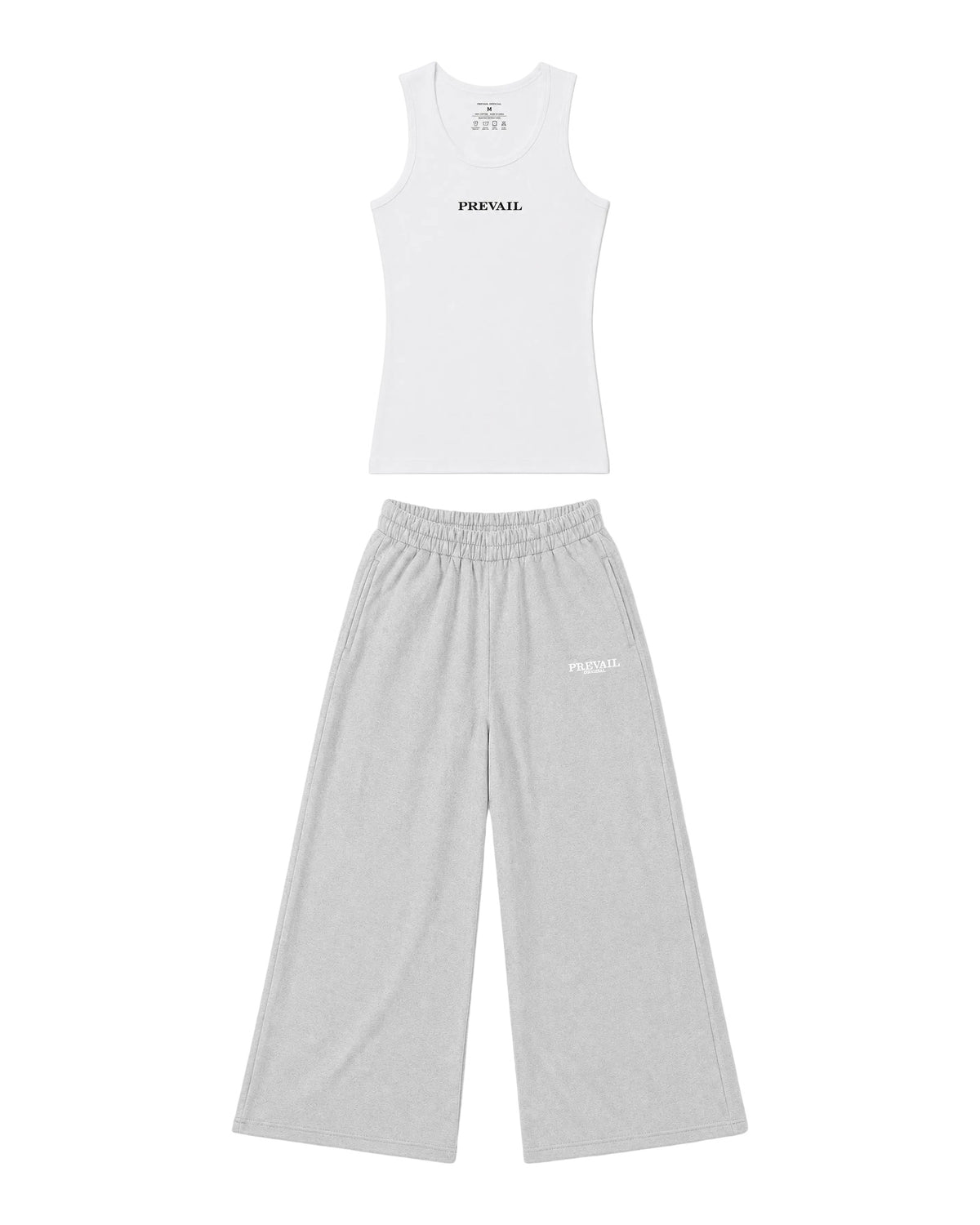 PREVAIL Tank Set - White tank with Gray wide-leg sweat pants